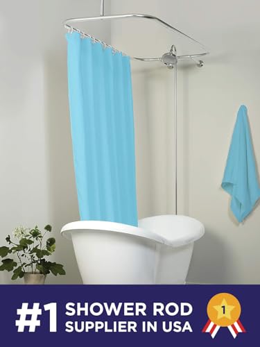 Chrome Shower Curtain Rod for Clawfoot Tubs - Adjustable, Rustproof, 60 Inch