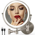 9-Inch Wall Mounted Lighted Makeup Mirror with 30X Magnification - Brushed Nickel