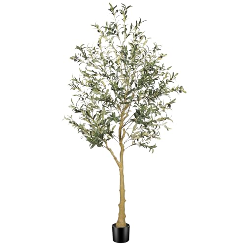 FEELEAD 6ft Faux Olive Tree with Textured Trunk & Lifelike Leaves - Indoor Decor