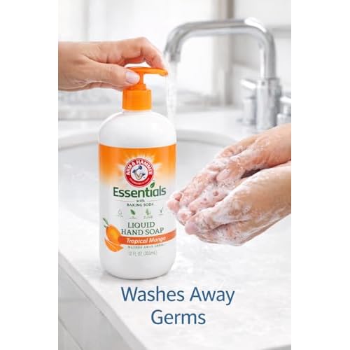 Arm & Hammer Essentials with Gentle Baking Soda, Liquid Hand Soap, 12 fl oz. (Tropical Mango)