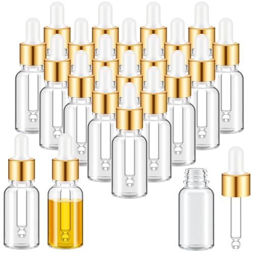 Mini Glass Oil Dropper Bottles Set 15ml Champagne Gold - 200 Pack