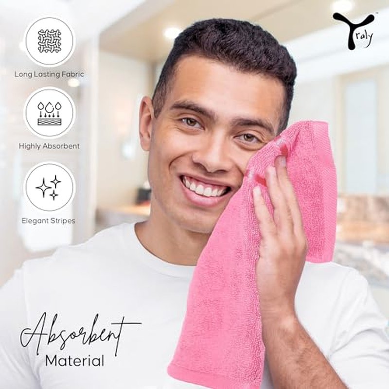Luxury Wash Cloths 12 Pack |13x13 Inch | 600 GSM | 100% Ring Spun Cotton Washcloths for Body and Face ? Soft and Absorbent Face Towels for Bathroom, Hotel, Spa, Gym (Pink)