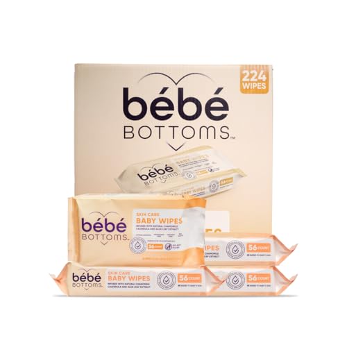 B?b? Bottoms Hypoallergenic Facial Cloth and Baby Wipes - Fragrance & Paraben Free, Sensitive Skin Friendly - Travel Essentials, Baby Essentials - Ideal for On-the-Go Families (224 Count)