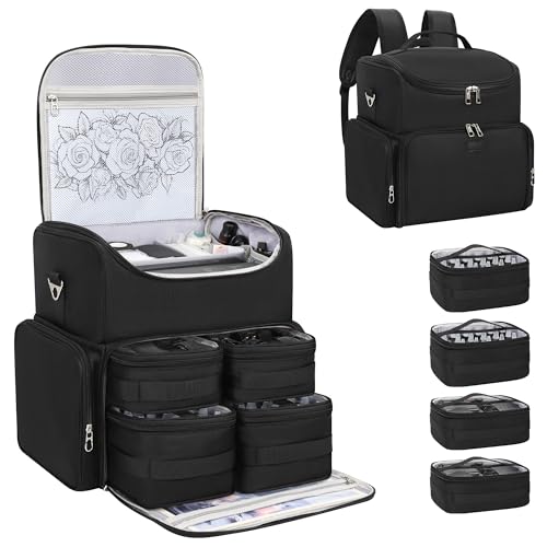 Relavel Tattoo Travel Case Backpack with Removable Pouches - Black, Medium