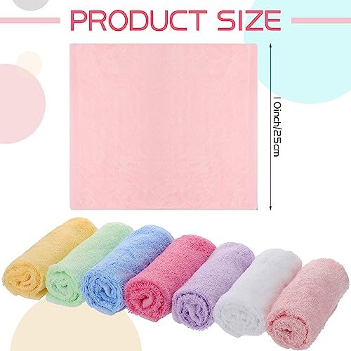 Newwiee Multicolor 40 Pcs Cotton Face Wash Cloths - 10 x 10 Inch (10 White, 5 Pink, 5 Yellow, 5 Blue, 5 Green, 5 Rose Red, 5 Purple)
