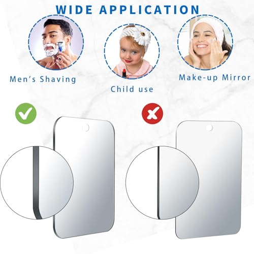 Shatterproof Shower Mirror for Shaving with Hook (Lager 11 x 7 inch) 40% Cheaper Than The Original,Unbreakable Deluxe Plexiglass Makeup Mirror,Bathroom Wall Hanging,Portable Handheld Camping