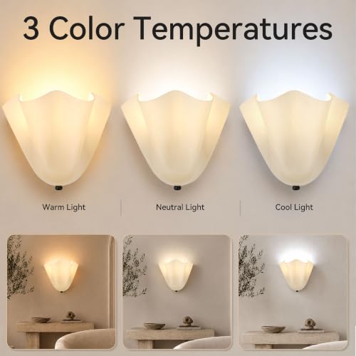 Nunoaieo French Vintage Floral Wall Sconce - White Wavy Glass Accent Light