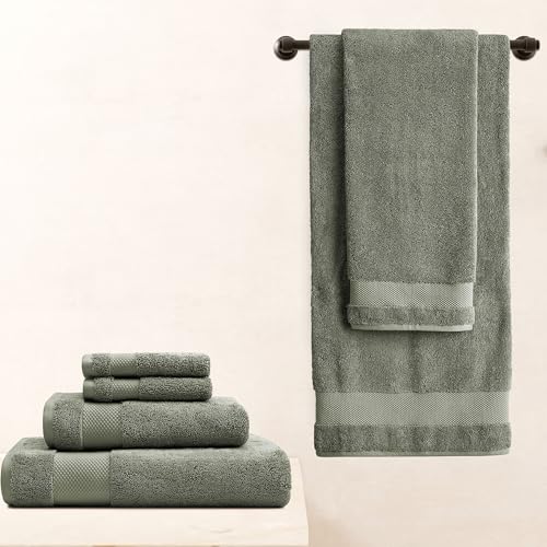 BIOWEAVES 100% Organic Cotton 700 GSM Plush Luxury Bath Towels for Bathroom 30" x 58" GOTS Certified - Sage, Pack of 2