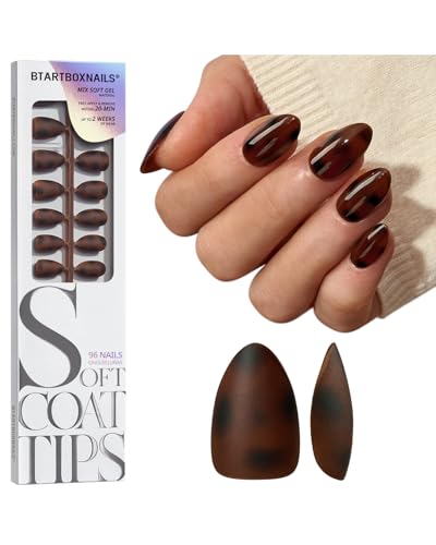 Press On Nails Short Almond Tortoise Shell 96Pcs - Natural Look & Easy Application