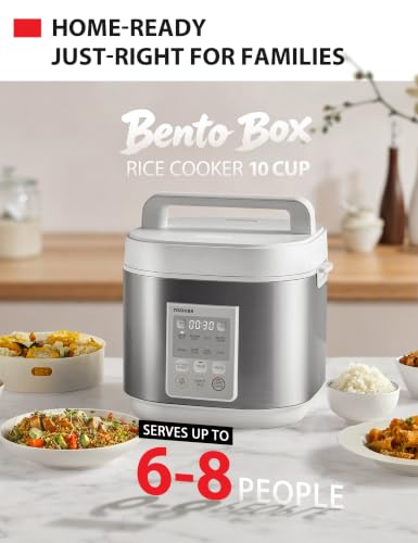TOSHIBA 10-Cup Heritage Bento Rice Cooker with 9 Functions, Digital Control & 3D Heating