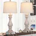 Gray 29-Inch Tall Table Lamp Set of 2 with USB-C & Outlets - Dimmable Touch Control Bedside Lamps