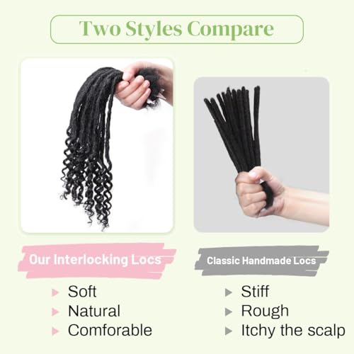 POUWENEY 12in Human Hair Curly Dreadlock Extensions - 50 Strands, 1b / 12 Inch