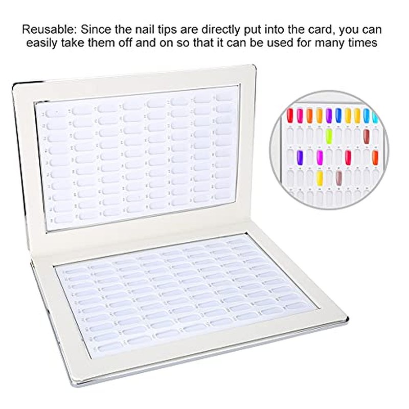 160 Slots Nail Gel Color Card Nail Polish Display Chart Book Nail Polish Color Card Nail Art Showing Shelf Suitable for Manicurists or DIY(Gold)