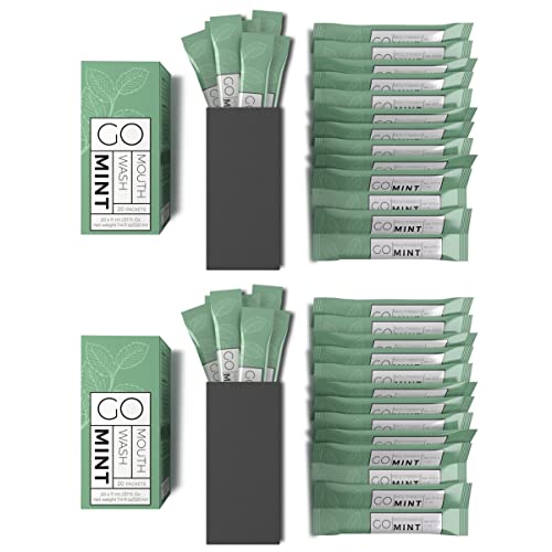 Exershield Travel Size Mouthwash Packets 0.37 Fl Oz - Pack of 40 - TSA Compliant, Alcohol-Free, Fresh Breath