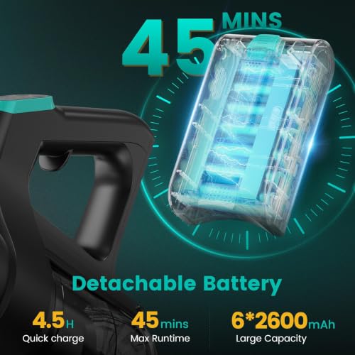 Green Cordless Stick Vacuum Cleaner 580W 55KPa Suction Lightweight Home