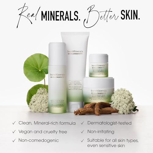 BareMinerals Skinlongevity Cushion Cloud Cream-to-Foam Facial Cleanser – Gentle Skin Barrier Support