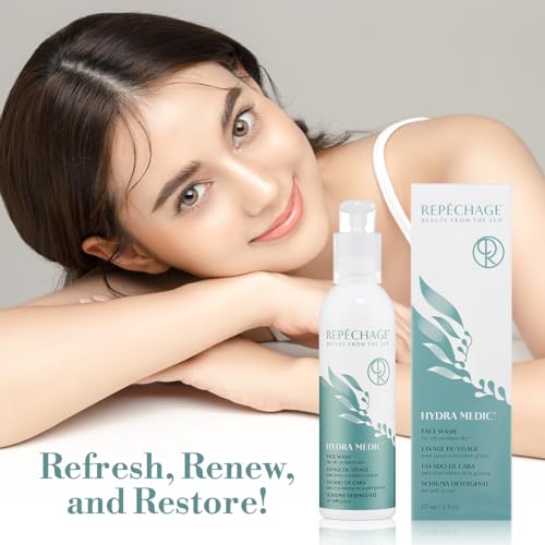 Repechage Hydra Medic Gentle Exfoliating Face Wash for Oily & Problem Skin ? Daily Foaming Gel Cleanser with Salicylic Acid, Laminaria Digitata Seaweed, Aloe Vera, Tea Tree Oil & Green Tea ? 6 fl oz