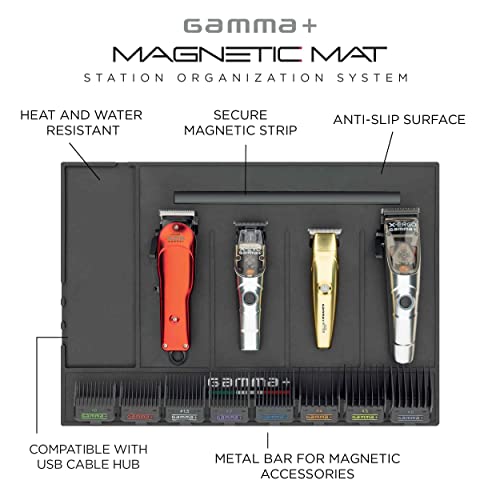 Magnetic Barber Mat and Station Organizer - Black | Hair Tool Storage & Anti-Slip Surface