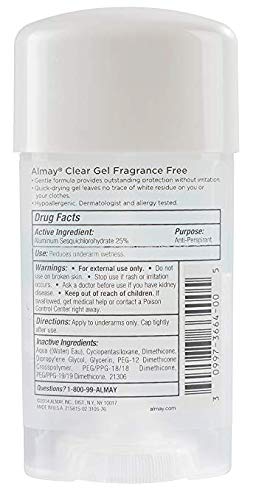 Almay Sensitive Skin Clear Gel Deodorant - Fragrance-Free, 2.25 oz, Pack of 6