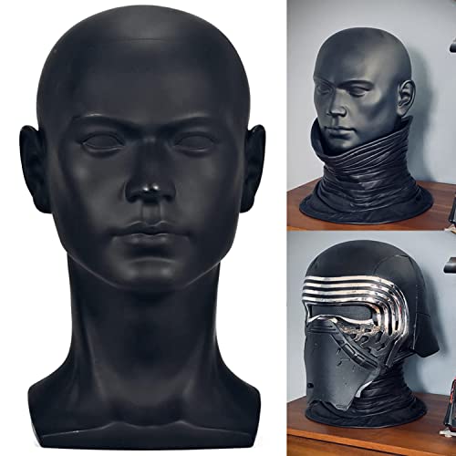 FanLin Male Mannequin Head Display Stand for Wigs Hats Glasses Jewelry - Matte Black