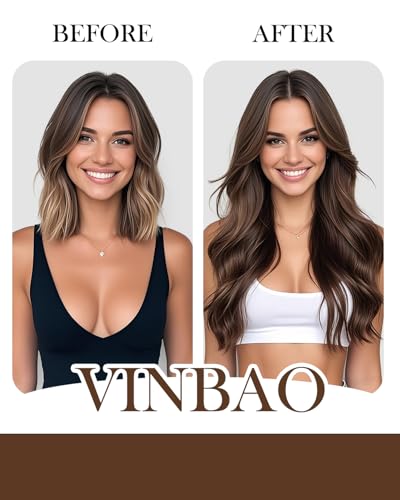 VINBAO U Tip Hair Extensions Human Hair 16 Inch - #4 Chocolate Brown, Seamless & Natural Blend