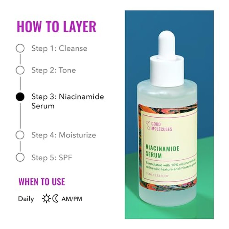 Good Molecules Niacinamide Serum ? 10% Niacinamide to Target Blemishes, Nourishment, and Skin Tone ? Ultra Hydrating & Brightening Skin Care for Face ? 75 ml / 2.53 fl oz