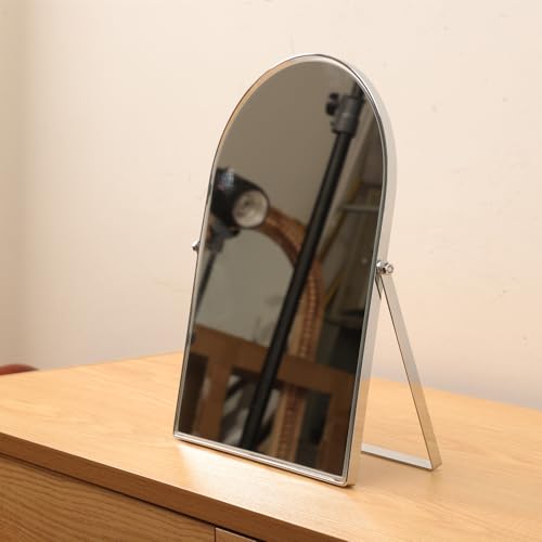 Adjustable Silver Metal Vanity Mirror 12x9-inch Desk Makeup Mirror