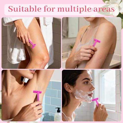 Women's Disposable Razors Individually Wrapped and Womens Shaving Cream Bulk Travel,Twin Blade,Disposable Razors Women Bulk with Clear Safety Cap Care Dry Skin 0.53oz Shave Gel for Travel Guests£¨60£©