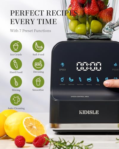 1200W Professional Blender with 52oz Glass Jar, 9-Speed Touchscreen & Ice Crush