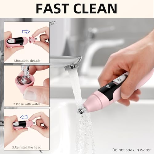 Nose Hair Trimmer,Painless Ear and Eyebrow Trimmer for Men with Dual Edge Blades,Rechargeable,Light Indicator Easy Washing (Pink)