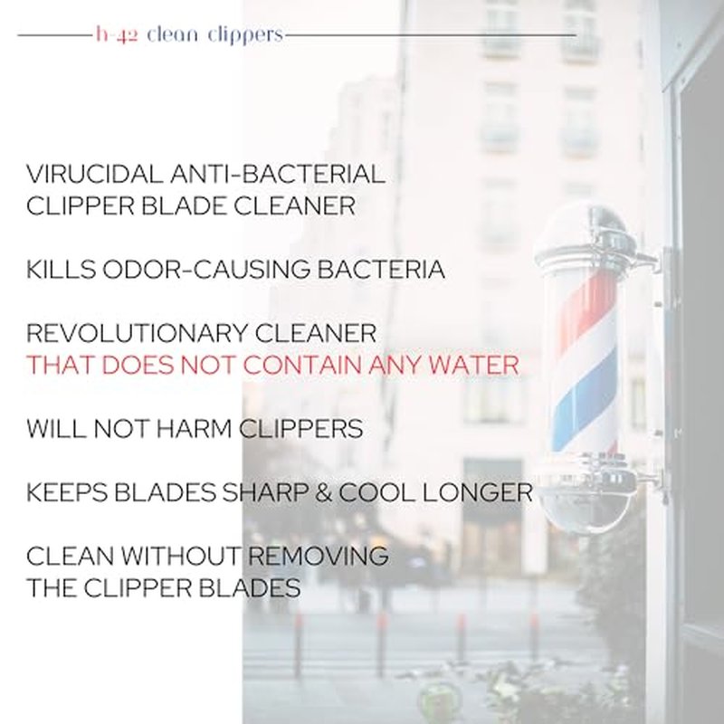 H-42 Clipper Blade Cleaner ? Waterless Clipper Cleaner for Barbers, Anti-Rust Formula for Clippers and Trimmers, Cleans and Cools Blades, 8oz Spray Bottle (Pack of 1)