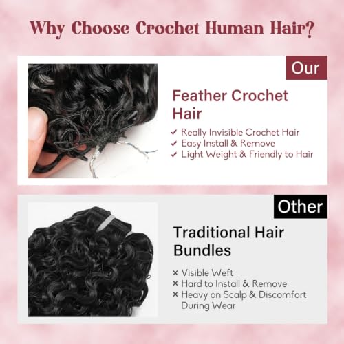 Alididi Mini Knots Burmese Curly Crochet Human Hair 18 Inch, 100 Strands, Knotless & Reusable