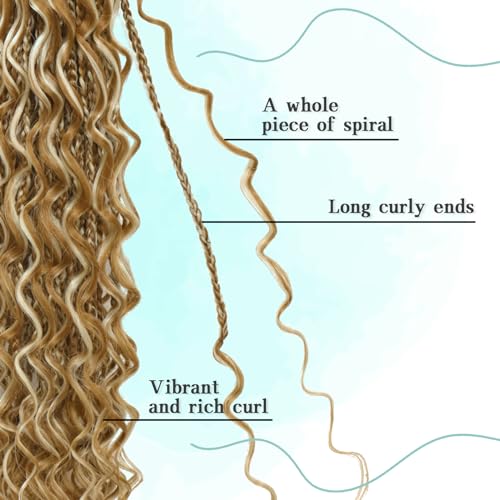 LIYATE 18 Inch Boho Crochet Braids for Black Women - P27/613, 7 Packs