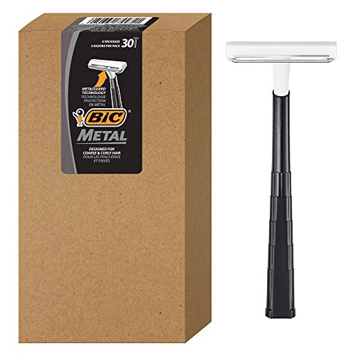 BIC Metal Men's Disposable Razors - Single Blade, 30 Count for Smooth Shave