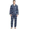 GLOBAL Men's Pajamas Sets 100% Cotton Flannel Sleepwear Long-Sleeve top & Bottom