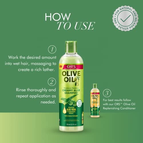 ORS Olive Oil Exotic Scalp Oil 4.3oz, Moisture Restore Creamy Aloe Shampoo, Strengthen & Nourish Replenishing Conditioner