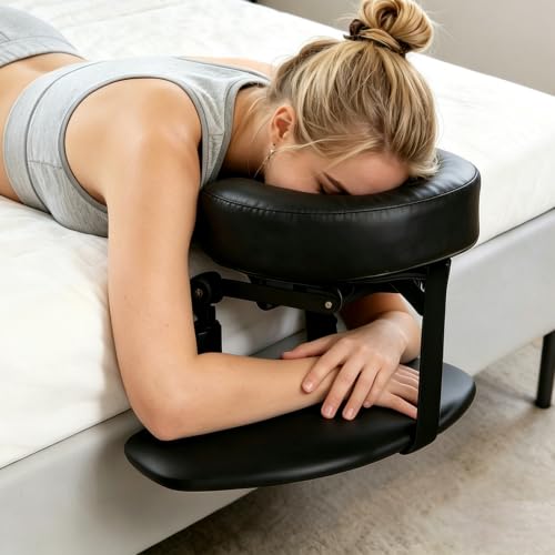 Adjustable Massage Headrest for Bed with Armrest Support - Black