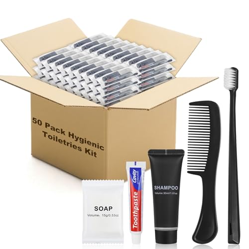 Hygiene Kit, Personal Hygiene Kit with Individual Package, Bulk Hygiene Supplies are Suitable for Travel, Hotel, Camping, Household (50 Set)