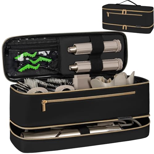 Travel Carrying Case for Shark Flex Style,Double Layer Storage Case,Portable Storage Organizer Bag for Shark Flexstyle and Attachments,Black Gold(Only Bag)