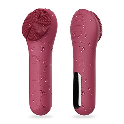 Face Scrubber, N?graCoola CLIE Facial Cleansing Brush, Waterproof and Rechargeable Face Scrub Brush for Men & Women, Cleansing, Exfoliating and Massaging, Electric Face Wash Brush - Berry