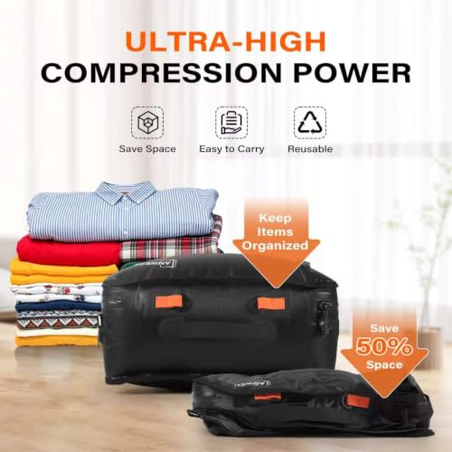 Vacuum Travel Bags 2 Pack with Pump for Suitcase, Waterproof 30L Compression Storage