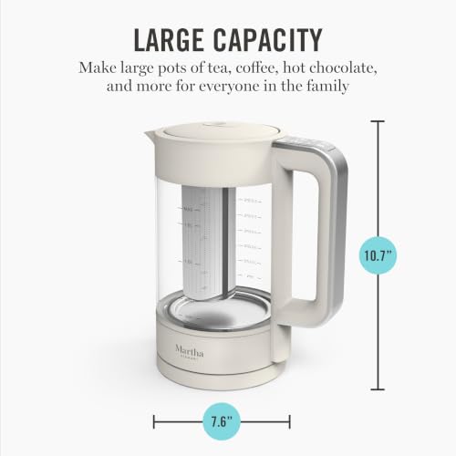 Electric Glass Kettle with Removable Tea Infuser - 1.7L, Linen Cream