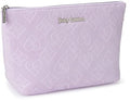 Lavender Purple Makeup Bag with Velour Wedge & Heart Diamond - Travel Cosmetic Organizer