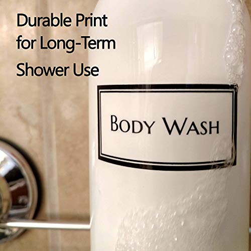 Silkscreened 16 oz Shower Bottle Set with Black Pumps – Refillable & Reusable for Shampoo & Body Wash