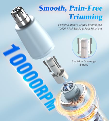 Nose & Eyebrow Trimmer for Women - 2-in-1 Rechargeable Facial Grooming Tool, Waterproof, Blue