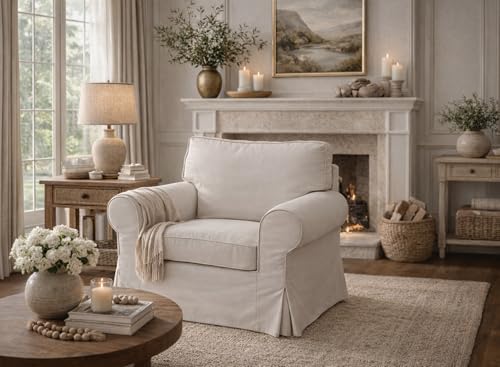 Polyester Flax Ektorp Chair Cover Beige for IKEA Armchair Slipcover - Variation of THIS listing
