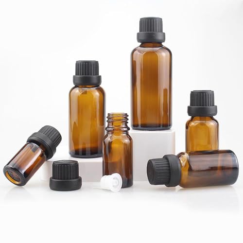 10ML Amber Glass Essential Oil Bottle with Orifice Reducer Cap - 50 Pack