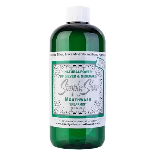 Simply Silver Spearmint Mouthwash with Nano Hydroxyapatite 16 oz - Natural, Alcohol & Fluoride Free