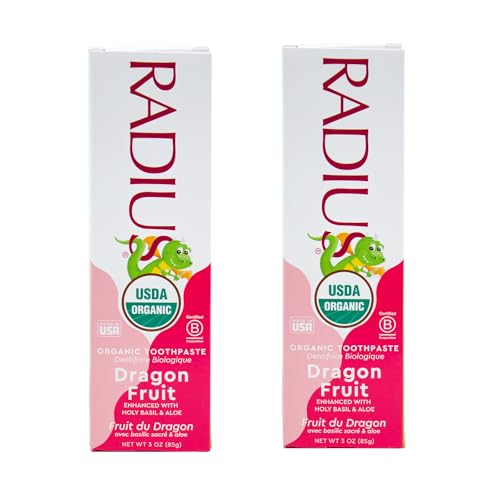 Kids Organic Toothpaste with Dragon Fruit - Pack of 2, 3oz - Non-Toxic & Fluoride-Free