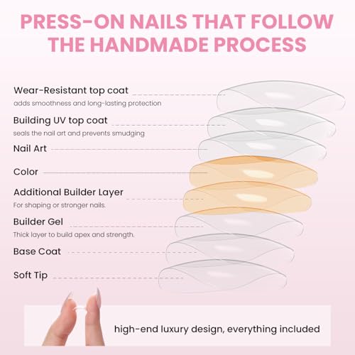 Blue Moon Polka Dot Almond Press-On Nails - Medium Length, 30 Pieces
